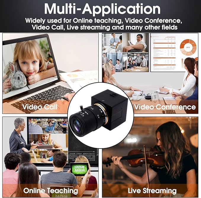 SVPRO USB Camera 4K Ultra HD Webcam with Zoom Lens 2.8-12mmManual Focus Camera 3840x2160 30fps Sony IMX415 Sensor Camera USB UVC Video Camera for Mac/Windows/Linux/Android