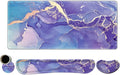 DINKY Keyboard Mouse Pad Set Large Gaming Mousepad + Memory Foam Ergonomic Keyboard Wrist Rest Support Easy Typing Pain Relief 4Pcs (35.4 x 15.7) Extended Desk Mat-Modern Purple Marble