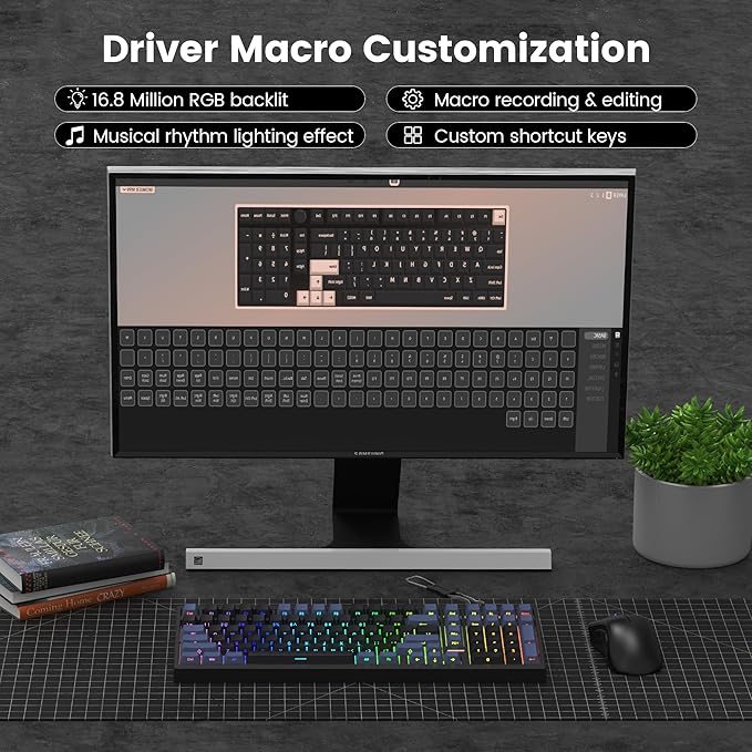 Womier Wireless Gaming Keyboard Mechanical Keyboard 98% Creamy Keyboard RGB Backlit with Number Pad and Volume Knob BT5.0/2.4GHz/USB-C Mode Hot Swappable Custom Keyboard with Linear Switches