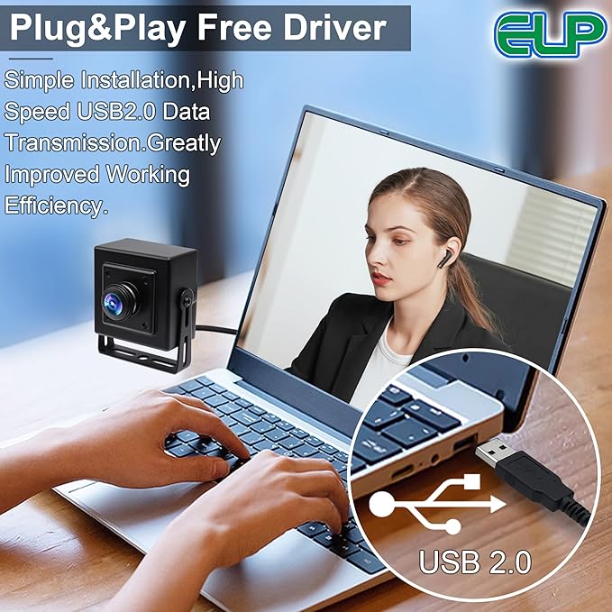 ELP Sony IMX323 Sensor Mini Wide Angle USB Camera with 180degree Fisheye Lens HD 1080P 0.01Lux Low Light PC Camera UVC H.264 USB2.0 Embedded Webcam for Computer LaptopRaspberry Pi
