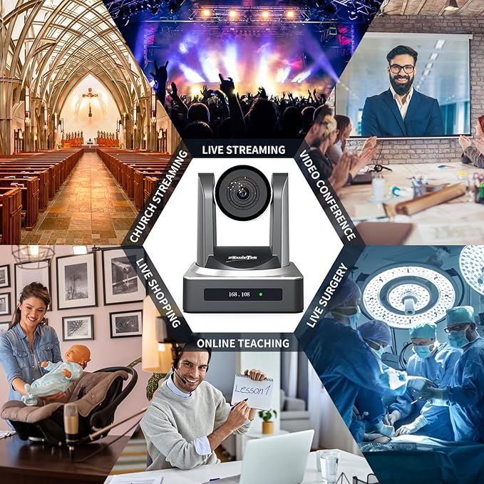 Zowietek NDI PTZ Camera (Native NDI 6 Certified) AI Auto Tracking PTZ Camera 1080P60 PoE 20X Optical Zoom 3G-SDI HDMI USB3.0 LAN Live Streaming for Church Meeting Education Sport Hospital Wedding