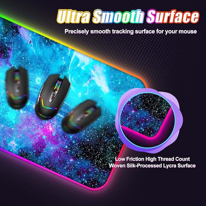 ToLuLu Wireless Charging RGB Gaming Mouse Pad 15W LED Mouse Mat with 30W Charger 14 Light Modes Large Mousepad with Wrist Support Non-Slip Rubber Base Desk Mat Computer Keyboard Pad Galaxy Nebula