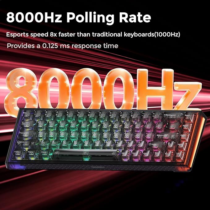 DAREU COOL68 60% Wired Gaming Keyboard Rapid Trigger Magnetic Switch Keyboard with 8000Hz Polling Rate Adjustable Actuation 0.1ms Latency Gasket Mount Hot swappable RGB Light