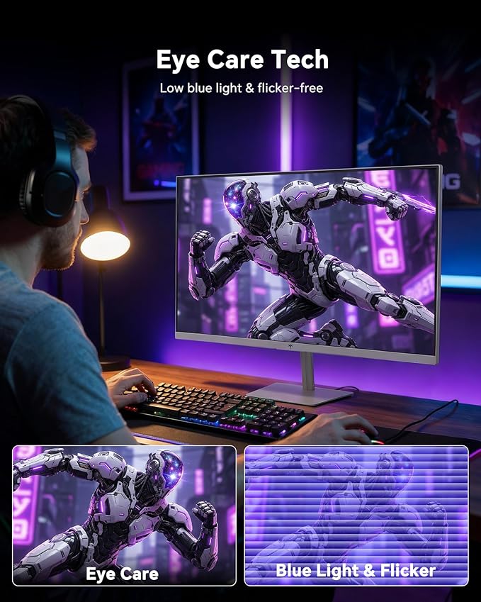 KTC 24 Inch 240Hz Gaming Monitor1080P PC Computer Monitor with Fast IPS Panel HDR 400 Adaptive Sync 1ms(MPRT) 116% sRGB HDMI Display Port Eye Care VESA Mount White H24F7