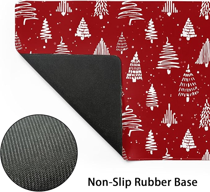 aportt Red Christmas Mouse Pad Christmas Tree Xmas Holiday Winter Extended Desk Mat 80X30 cm Non-Slip Rubber Base Stitched Edge Large XL Mousepad for Desk Gaming Laptop Desktop31.5×11.8 Inch