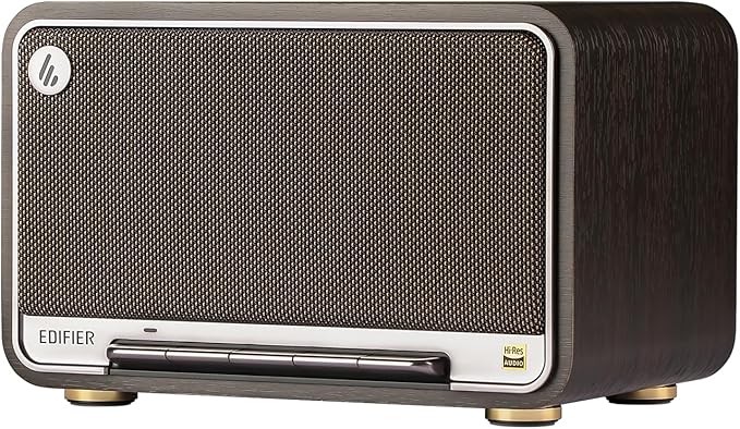 Edifier D32 Tabletop Wireless Speaker Hi-Res Audio LDAC ALAC 60W (RMS) 2.1 Acoustic Architecture 11h Playtime APP Control Bluetooth 5.3 AirPlay2 USB-C and AUX Inputs Black Walnut