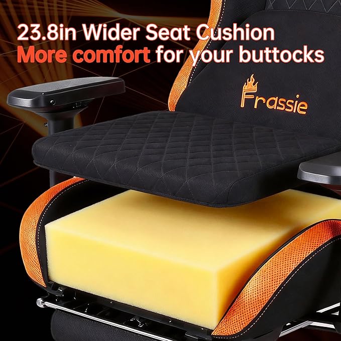Frassie RGB Gaming Chair with Footrest and LED Lights High Back Reclining Video Game Chair Ergonomic Computer Gamer Chair with Lumbar Support