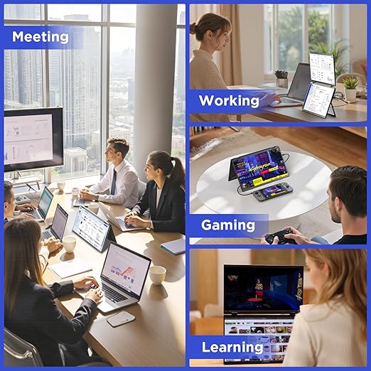 Maxfree Laptop Screen Extender 15.6'' FHD 1080P Dual Portable Monitor with USB C HDMI Plug &amp Play VESA Mountable Lightweight Dual Monitor for Laptop Windows Mac(M1/M2/M3 chip) Android Ps4 Sw