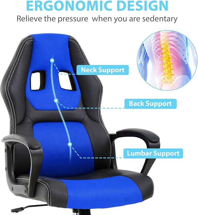 Ergonomic Gaming Chairs Comfortable Video Game Chairs with Adjustable Height Cheap Gamer Chair Desk Chair Gaming with Lumbar Support for Teens