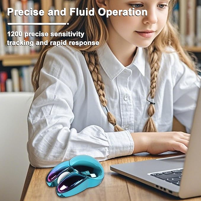 Wireless Mouse Bluetooth Cute Bunny Dual-Mode Computer Mouse Portable Small 2.4G Optical Mouse with USB Receiver Silent Blue Kawaii Rabbit Cordless Mouses for Laptop PC Computer Desktop iPad Macbook