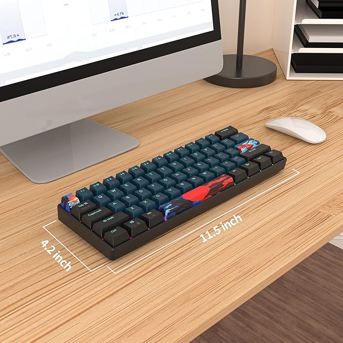 60% Mechanical Gaming Keyboard - RGB Red Switch Wired Compact 61 Keys for Windows PS4/5 Xbox
