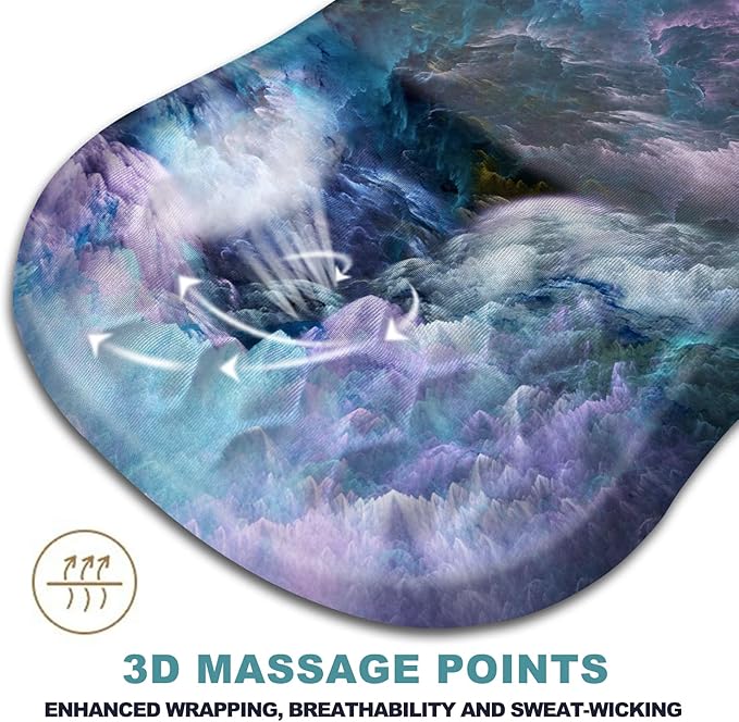 Ergonomic Wrist Rest Support Mouse Pad Massage Design Relief Carpal Tunnel Pain Entire Memory Foam Non-Slip Computer Mouse Pads for Wireless