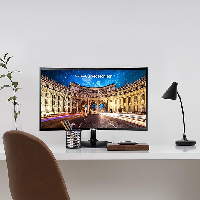SAMSUNG 24 Inch Curved Computer Monitor LC24F390FHNXZA LED Screen 60Hz Full HD 1080P Gaming Slim Design for Home and Office use Black Mouse Pad Included
