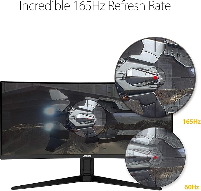 ASUS VG34VQL1B TUF 34 Inch Curved Gaming Monitor - WQHD (3440x1440) 165Hz 1ms Extreme Low Motion Blur FreeSync Premium Eye Care Height Adjustable DisplayHDR 400 DisplayPort HDMI USB