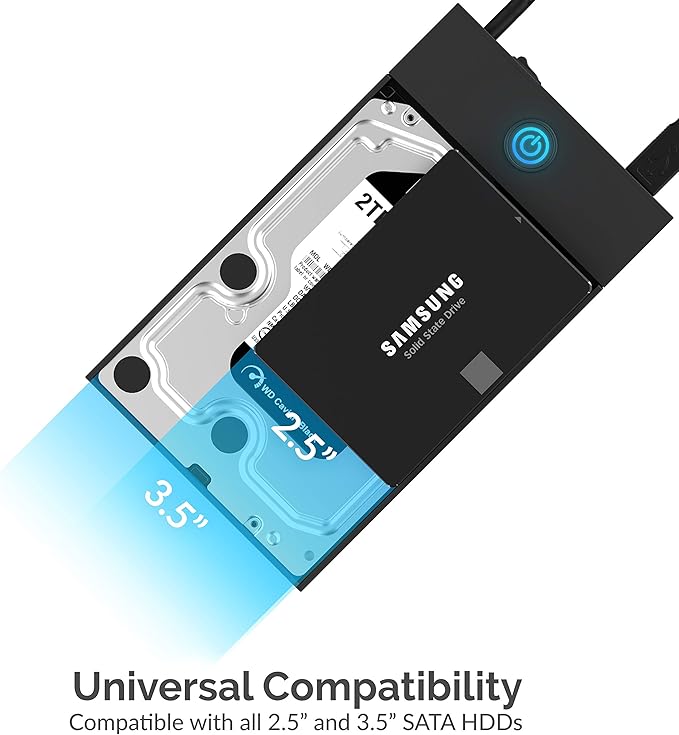 SABRENT USB 3.0 Enclosure for 2.5” &amp 3.5” SATA HDD/SSD – Tool-Free UASP LED Indicator Plug &amp Play Power Adapter &amp Cable Included – External Hard Drive Case for Windows/macOS/Linux (EC-