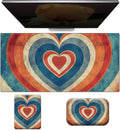 Wrist Rest for Computer Keyboard Small Mouse Pad and Desk Pad Mat 23.6 x 11.8 Set Office Desk Mat Non-Slip PU Desk Mat for Computer Laptop Office Gaming and Writing Orange Blue Heart