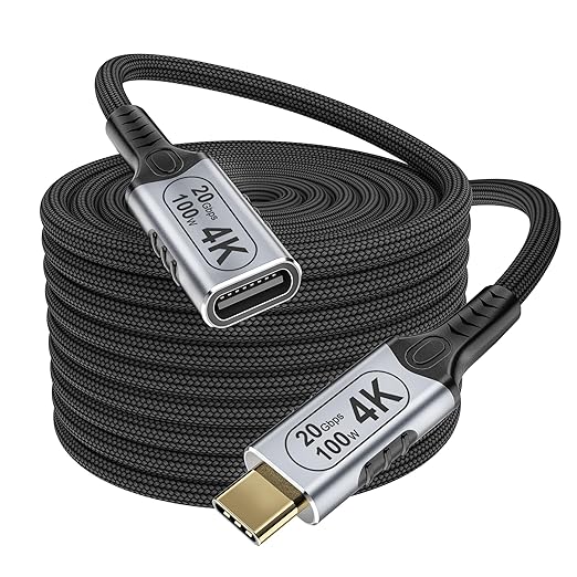 USB c Extension Cable 16.5ft/5MUSB 3.2 Extension Cable Long USB c Extension Cable 20gbps100w USB-c Extension Cable PD Fast ChargingMale to Female 4k Video Extender Braided Data Cord