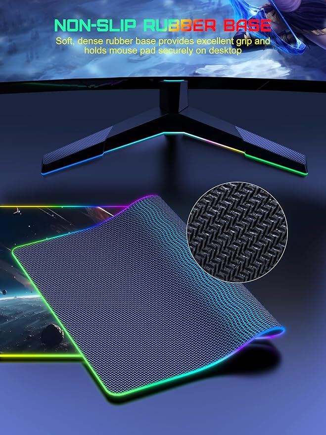 TopMade Wireless Charging Mouse Pad RGB Gaming Mousepad 35.4 x 15.8 Extra Large Waterproof Keyboard Desk Pad Computer Desk Mat Cosmic Planet (Includes 20W PD Power Adapter &amp 6.56ft Woven Cab