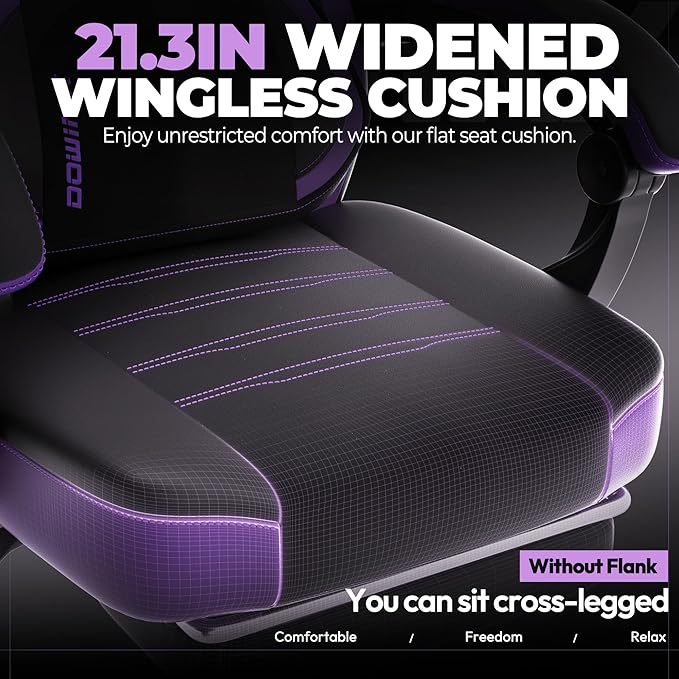 Dowinx PU Leather Gaming Chair with Footrest Big and Tall Ergonomic Computer Chair with Lumbar Support Wide Back Gamer Chair for Heavy People Purple