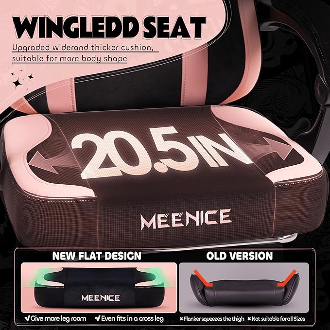Pink Gaming Chair Cute with Cat Ears Paw Lumbar and CushionErgonomic Computer Chair with FootrestReclining PC Game Chair for Girl Computer Chair 300lbs for Adult