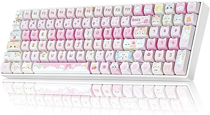 ZORNHER ZH100 Wireless Cat Mechanical Keyboard98% Pink Cute Creamy Keyboard with Number PadFull Size Girly Kitty Gaming KeyboardMeow Meow Squad KeycapsSilent Quiet SwitchesHot-Swappable