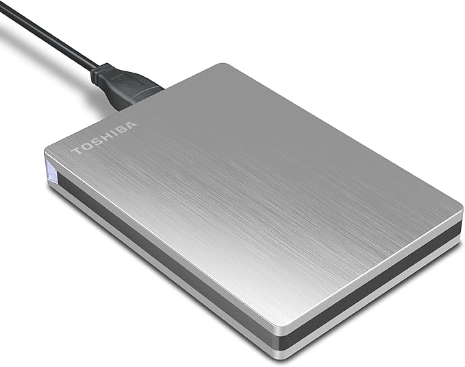 Toshiba Canvio Slim II 1TB Portable External Hard Drive Silver (HDTD210XS3E1)