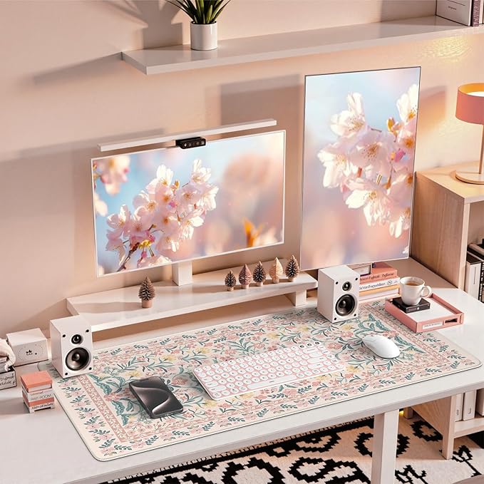 iCasso Desk Mat Large Mouse Pad Wrist Support Set XXL Large Mousepad + Keyboard Wrist Rest+Mouse Wrist Rest+Coastert with Ergonomic Design for Home Office Computer