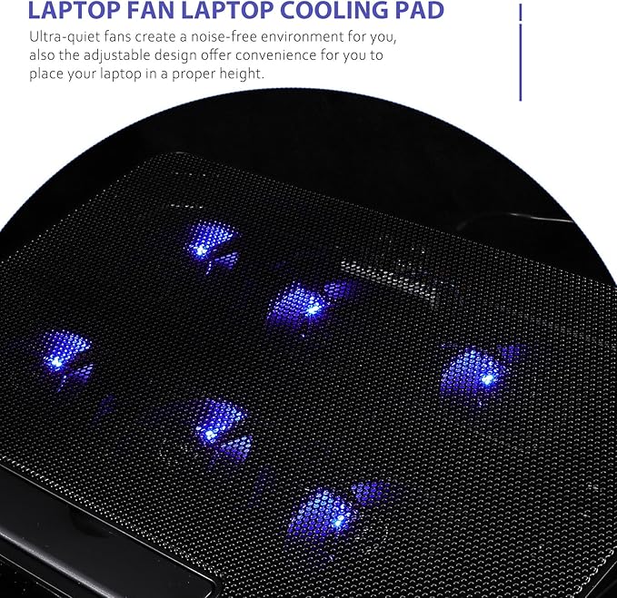 Laptop Cooling Pad 15.6 Inch with 1 Quiet Fan Black Cooling Stand for Gaming and Work Laptops Portable Heat Dissipation Base for Office and Home Use