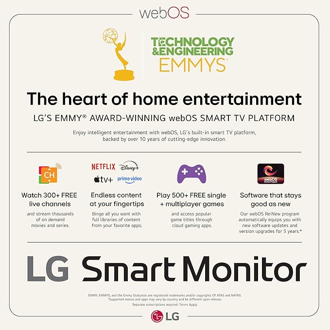LG 27U730SA-W 27-Inch Smart 4K UHD (3840 x 2160) IPS Computer Monitor HDR10 Built-in Speaker Screen Share Bluetooth Remote Control HDMI USB Type-C PD 65W Tilt/Height/Swivel/Pivot Stand White