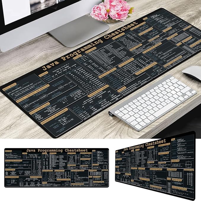 Java Programing Cheat Sheet Desk Mat for Software Engineers Web Developers and Programmers Gift Coworker Quick Key Anti-Slip Keyboard Pad KMH