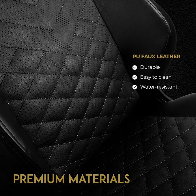 noblechairs Hero Gaming Chair/Office Chair with Lumbar Support PU Faux Leather Black