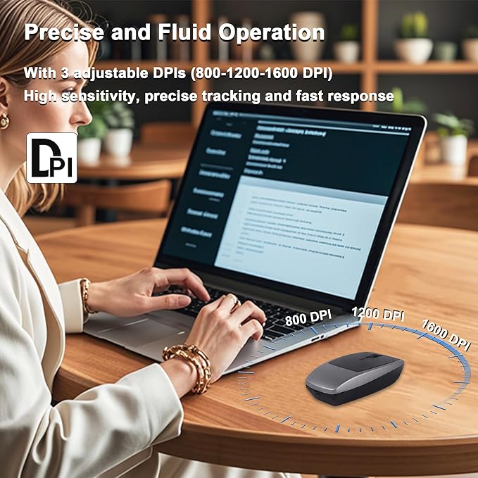 Bluetooth Mouse Rechargeable Portable Mini Computer Mice with TF Card Reader 3 Adjustable DPI Optical Lightweight Silent Wireless Mouse for Laptop Tablet Cell Phone Windows Mac OS Android iOS Grey