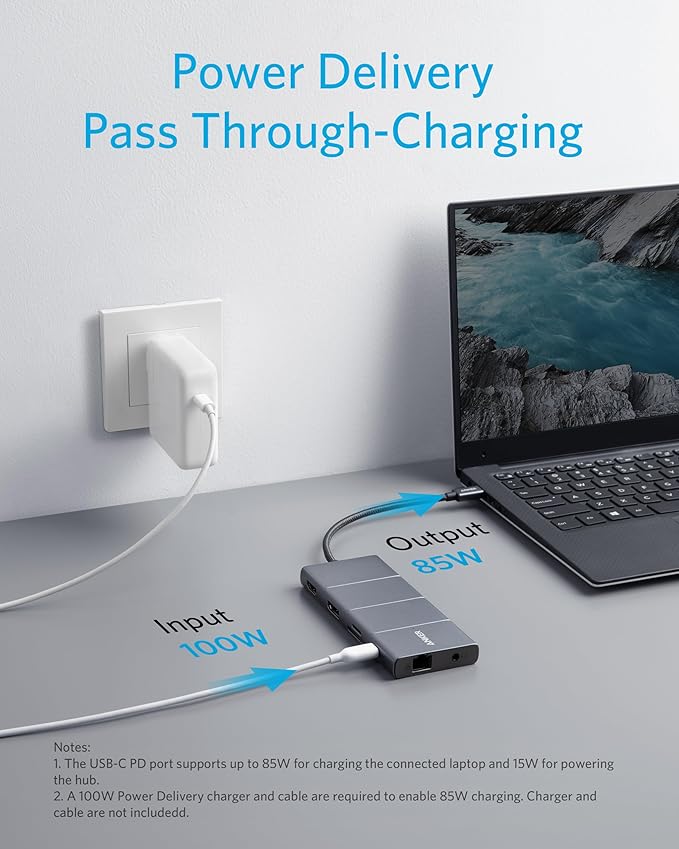 Anker USB C Hub 11-in-1 Docking Station with 4K@60Hz HDMI and DP 85W Power Delivery USB-C&amp3 USB-A Data Ports 1 Gbps Ethernet 3.5mm Audio microSD and SD Card Reader (Pack of 2)