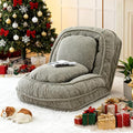 Floor Chair with Back Support Folding Sofa Chair with 5 Adjustable Position Plush Floor Gaming Chair Meditation Chair for Lazy Boys Human Dog Bed for Living Room Bedroom Lounge Green