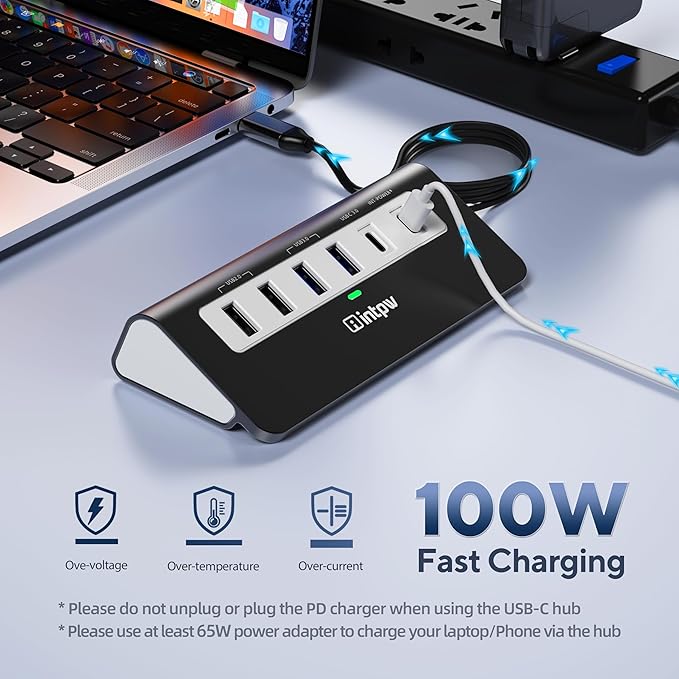 P9 USB-C Docking Station intpw 9-in-1 USB C Hub with 4K HDMI 3 Type A/C 3.0 5Gbps PD 100W 2 Type-A 2.0 SD/TF Ports Compatible with MacBook iPad iPhone 17 Series