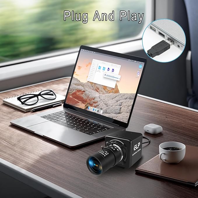 8MP Industrial USB Camera 10X Optical Zoom Manual Focus Webcam with 5-50mm Varifocal Lens UVC Plug and Play Computer Camera for Windows Linux MAC OS Android Raspberry Pi