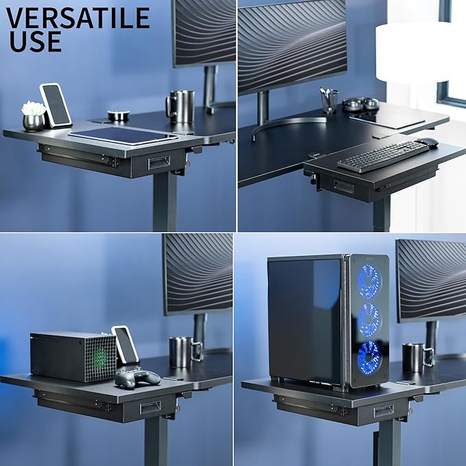 VIVO Premium Clamp-on 24 x 14 inch Desk Extender with Built-in Storage Drawer Keyboard Tray Side Table Extension Office Organizer Black DESK-EXT24D