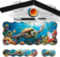 Large Gaming Mouse Pad Keyboard Wrist Rest Pad &amp Wrist Support Mousepad Set Stitched Edge Extended Non-Slip Base Memory Foam Desk Mat for Office HomeSwimming Sea Turtle