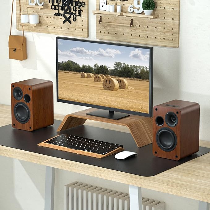 Saiyin Bluetooth Bookshelf Speakers 30W X 2 Powered TV Speakers with 3.5 Inch Woofer Turntable Speakers with Optical/AUX/RCA Input for PC and TV