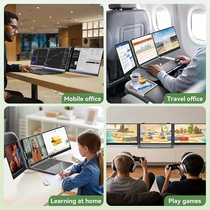 Blackview DCM8 Triple Laptop Screen Extender15.6 1080P FHD IPS Portable External ScreenTwo Cable USB C Travel for 13-17'' LaptopPlug &amp Play Compatible with Windows/Mac/Chrome OS/Mobile Devices