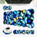 Desk Mat Mouse Pad with Wrist Rest 4-in-1 Large Mouse Pads for Desk Ergonomic Mouse Pad and Keyboard Wrist Rest Gaming Keyboard Mat for OfficeColorful Butterflies