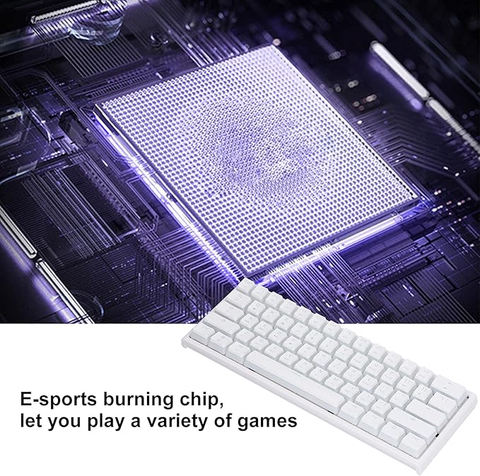 Mini Mechanical Gaming Keyboard Backlight Ergonomic Game Keyboard with Long Type C USB Cable Easy to Carry for PC/  Typist Travel(white2)
