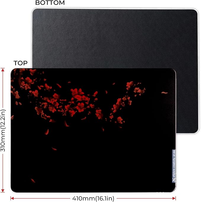XVX Black Plum Blossoms Glass Mousepad 4.0 Hard Mouse Pad for GamingUltra-Smooth Micro-Etched Surface Mouse Mat with Non-Slip Rubber Base(410mm*310mm)
