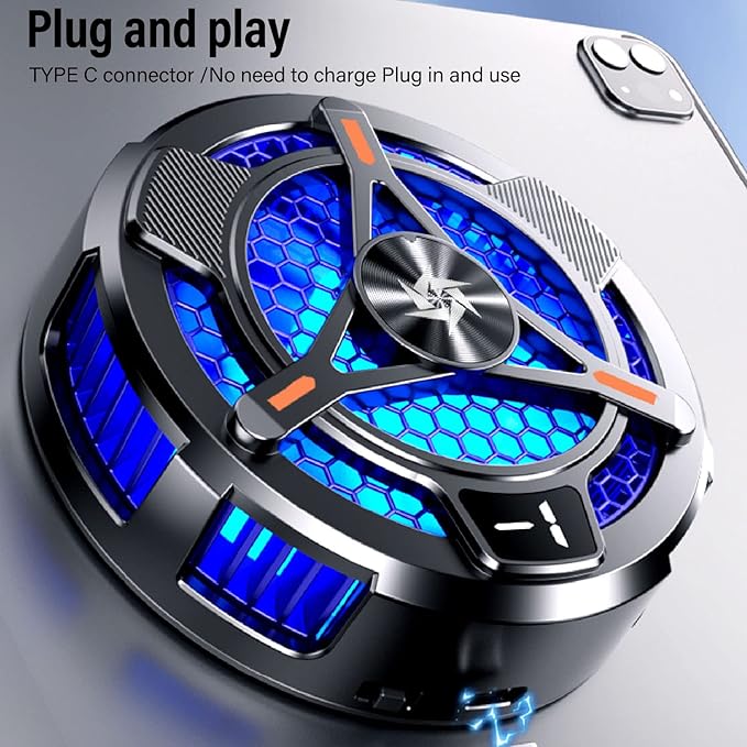 Pad Cooler Magnetic Tablet Cooler for Pad/Phone Two Levels to Heat Dissipation Advanced Cooling Technology for Mobile Gaming Streaming Type C Interface