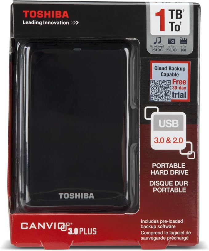 Toshiba Canvio 1.0 TB USB 3.0 Portable Hard Drive - HDTC610XL3B1 (Blue)