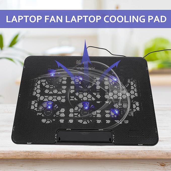 Artibetter Laptop Cooling Pad 15.6 Inch Silent Laptop Cooler Stand with 1 Fan USB Powered Cooling Base for Gaming Black