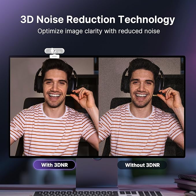 NexiGo N660P Pro 4K Webcam with Distortion-Free Lens 1080p 60 fps Autofocus USB Streaming Camera 3DNR Noise-Canceling Mics &amp Privacy Cover Web Cam for Gaming/Live Streaming/PC/Mac/Switch 2 Wh