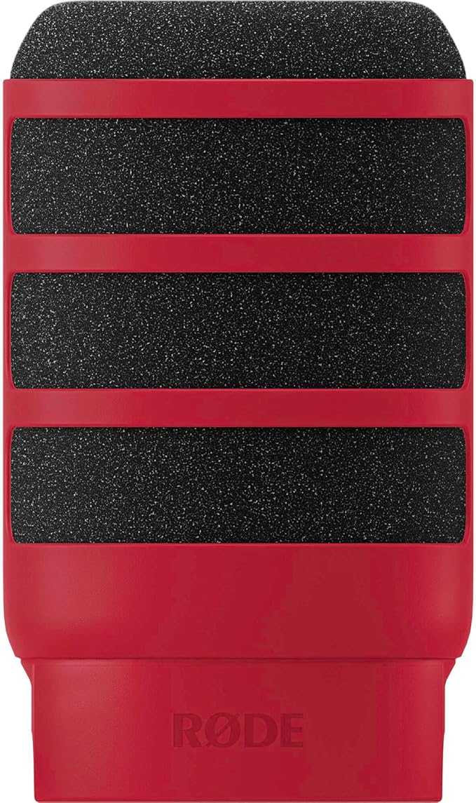 Rode PodMic Cardioid Dynamic Broadcast Microphone with WS14 PodMic Pop Filter - Red