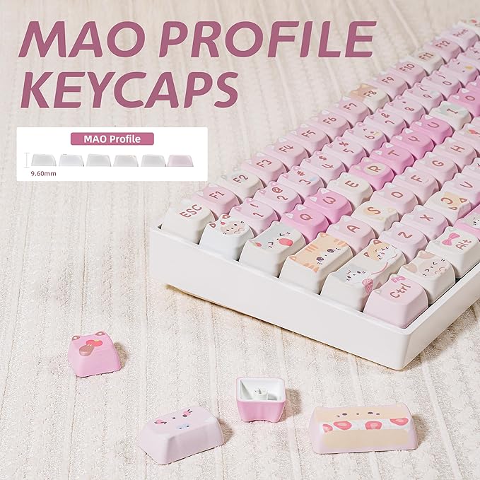 ZORNHER ZH100 Wireless Cat Mechanical Keyboard98% Pink Cute Creamy Keyboard with Number PadFull Size Hot-Swappable Kitty Gaming KeyboardMeow Meow Squad KeycapsClicky Blue SwitchesRGB Backlit