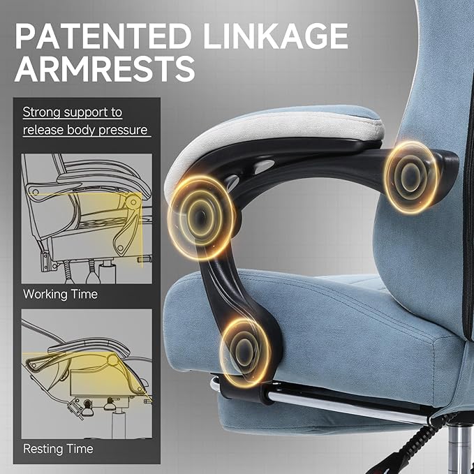 GTPLAYER Gaming Chair Computer Office Chair with Pocket Spring Cushion Linkage Armrests and Footrest High Back Ergonomic Computer Chair with Lumbar Support Task Chair with Footrest